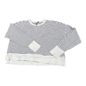 Sweaty Betty White and Navy Striped Crewneck Sweatshirt